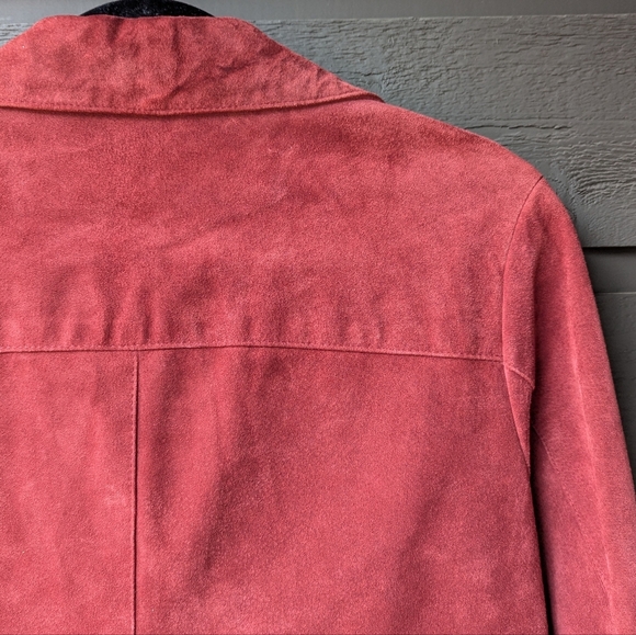 VTG 90s The Territory Ahead Brick Red Nubuck Leather Jacket Size Small - Picture 5 of 10